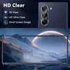 A split image showing a phone's camera array and a screen protector over a landscape. Produktbild-Vorschau