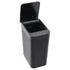 A black automatic trash can with its lid open, shown from a slightly elevated side angle against a white background. Náhled obrázku produktu