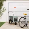vidaXL Remorque pour vélo Chiens Gris et noir Tissu Oxford Voir les images du produit 2