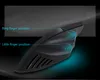 A close-up marketing image of a black gaming mouse, highlighting finger placement areas with glowing blue accents and text labels. Produktbild-Vorschau