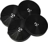 A group of four black circular carbon filters arranged in a diagonal pattern on a white background. Produktbild-Vorschau