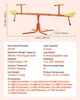 An orange seesaw with yellow seats, shown with dimensions and product specifications. Náhľad obrázku produktu