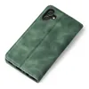 A green flip cover phone case is shown against a white background. Produktbild-Vorschau