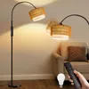 ZMH LED Lampadaire Boho Rotin Lampe de lecture en arc Voir les images du produit 1