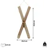 A wooden decorative ski pair hanging, with dimensions indicated. Produktbild-Vorschau