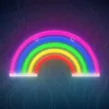 A neon LED rainbow light against a dark, wavy background. Produktbild-Vorschau