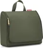 A green toiletry bag with a gold zipper and a red brand tag. Produktbild-Vorschau