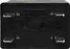 Close-up view of the base of a black electrical relay with silver metal terminals and markings. Podgląd zdjęcia produktu