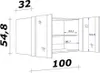 A technical drawing of a kitchen cabinet with dimensions. Náhled obrázku produktu