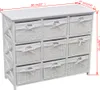 A white wooden chest of drawers with nine woven baskets. Náhľad obrázku produktu
