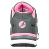 The back view of a grey and pink athletic shoe. Produktbild-Vorschau