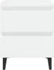 A white two-drawer nightstand with black legs, shown from the front. Produktbild-Vorschau