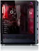 A gaming computer case with internal components illuminated by red LEDs. Produktbild-Vorschau