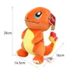 A plush toy of the Pokemon Charmander is shown against a white background with dimensions indicated. Produktbild-Vorschau