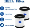 A marketing image showing two HEPA filters with text highlighting their features. Produktbild-Vorschau