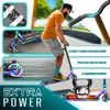 A man riding a stunt scooter in a skate park, with close-ups of the scooter's features and text highlighting its specifications. Produktbild-Vorschau