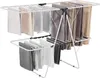 A white, two-tiered drying rack with clothes hanging on it. Anteprima dell’immagine prodotto