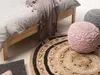 BELIANI Dywan mata beżowy z czarnym okrągły 140 cm boho Podgląd zdjęcia produktu 2