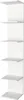 A white corner shelf unit with six shelves against a white background. Náhľad obrázku produktu