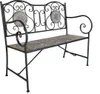 A garden bench with a black metal frame and a mosaic seat and backrest. Produktbild-Vorschau