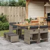The Living Store 9-tlg. Garten-Essgruppe mit Kissen Grau Produktbild-Vorschau 2