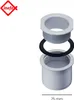 An exploded view of a PVC drain fitting with a gasket, shown against a white background. Produktbild-Vorschau