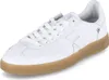 A white leather sneaker with a gum sole is shown against a white background. Produktbild-Vorschau