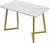 A rectangular table with a marble-like top and gold legs, shown from a diagonal angle. Produktbild-Vorschau