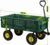 A green garden cart with dimensions indicated by green lines and text. Produktbild-Vorschau