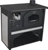 A stove with an oven and a wood compartment is shown against a white background. Produktbild-Vorschau
