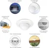 Collage of images and text describing features of a motion sensor. Náhled obrázku produktu