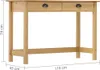 A wooden console table with two drawers is shown against a white background, with dimensions indicated by measurement lines. Produktbild-Vorschau