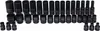 A collection of black socket wrenches arranged in rows against a white background. Anteprima dell’immagine prodotto