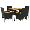 The Living Store 5-tlg. Garten-Essgruppe mit Kissen Schwarz Produktbild-Vorschau 3