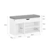 A diagram of a white shoe bench with dimensions indicated by text and lines. Anteprima dell’immagine prodotto