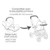 Diagram showing a baby car seat being attached to a twin pushchair. Produktbild-Vorschau