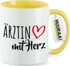 Huuraa Kaffeetasse Ärztin mit Herz 330ml Gelb Keramik Produktbild-Vorschau 1