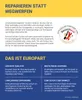 Marketing material for a repair initiative and a company called EUROPART. Produktbild-Vorschau