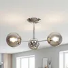 Deckenleuchte Metall Rauchglas 48 cm breit Chrom 3-flammig Produktbild-Vorschau 1