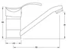 A technical drawing of a faucet with dimensions indicated. Anteprima dell’immagine prodotto