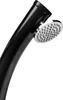 A close-up shot of a black shower head attached to a curved black pipe, isolated on a white background. Produktbild-Vorschau