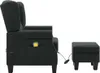 Side view of a dark gray fabric massage chair and ottoman on a white background. Produktbild-Vorschau