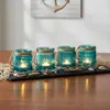 4er Set Teelichthalter Glas Türkis H10cm Windlicht Produktbild-Vorschau 4