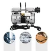 A vacuum pump with three circular images below showing different applications. Náhled obrázku produktu