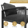 Close-up of a grey outdoor chair with woven rope details. Produktbild-Vorschau
