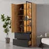 Merax vitrinekast, glazen vitrine met LED-verlichting, 2 Productafbeelding-voorbeeld 3