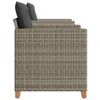 3-tlg. Bistro-Set mit Kissen Grau Poly Rattan Akazienholz Produktbild-Vorschau 4