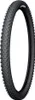 A black bicycle tire with a knobby tread pattern is shown against a white background. Podgląd zdjęcia produktu