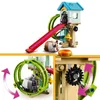 A collage of images showing a LEGO Creator 3in1 Hamsterrad Set, including a hamster house with a slide, a hamster in a wheel, and a close-up of a gear mechanism. Podgląd zdjęcia produktu
