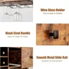 Collage of images showing features of a kitchen cabinet with wine rack and glass holder. Podgląd zdjęcia produktu